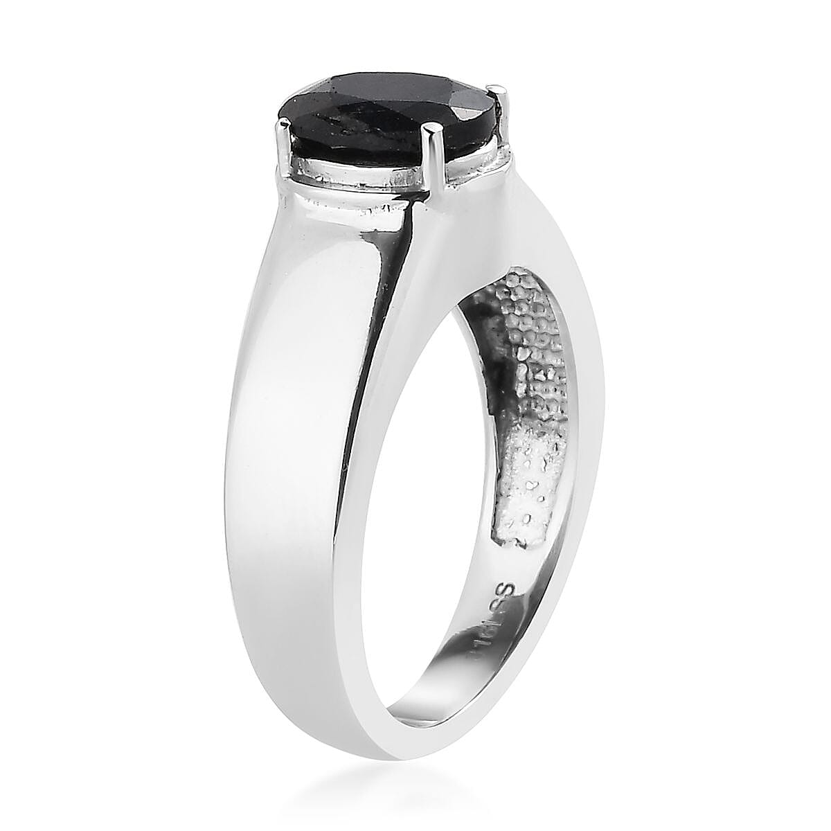 Midnight Sapphire Solitaire Men's Ring in Stainless Steel (Size 10.0) 2.50 ctw