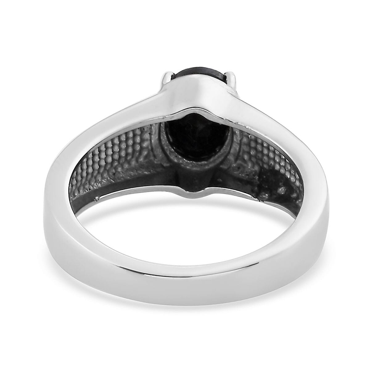 Midnight Sapphire Solitaire Men's Ring in Stainless Steel (Size 10.0) 2.50 ctw