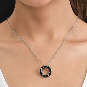 African Amethyst 3.80 ctw Circle Necklace 18 Inches in Stainless Steel