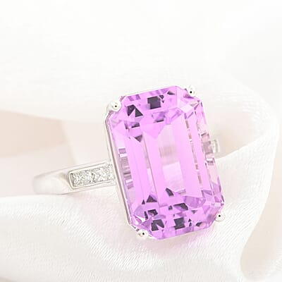 Certified and Appraised Rhapsody 950 Platinum AAAA Patroke Kunzite and E-F VS Diamond Ring (Size 10.0) 5.45 Grams 9.25 ctw