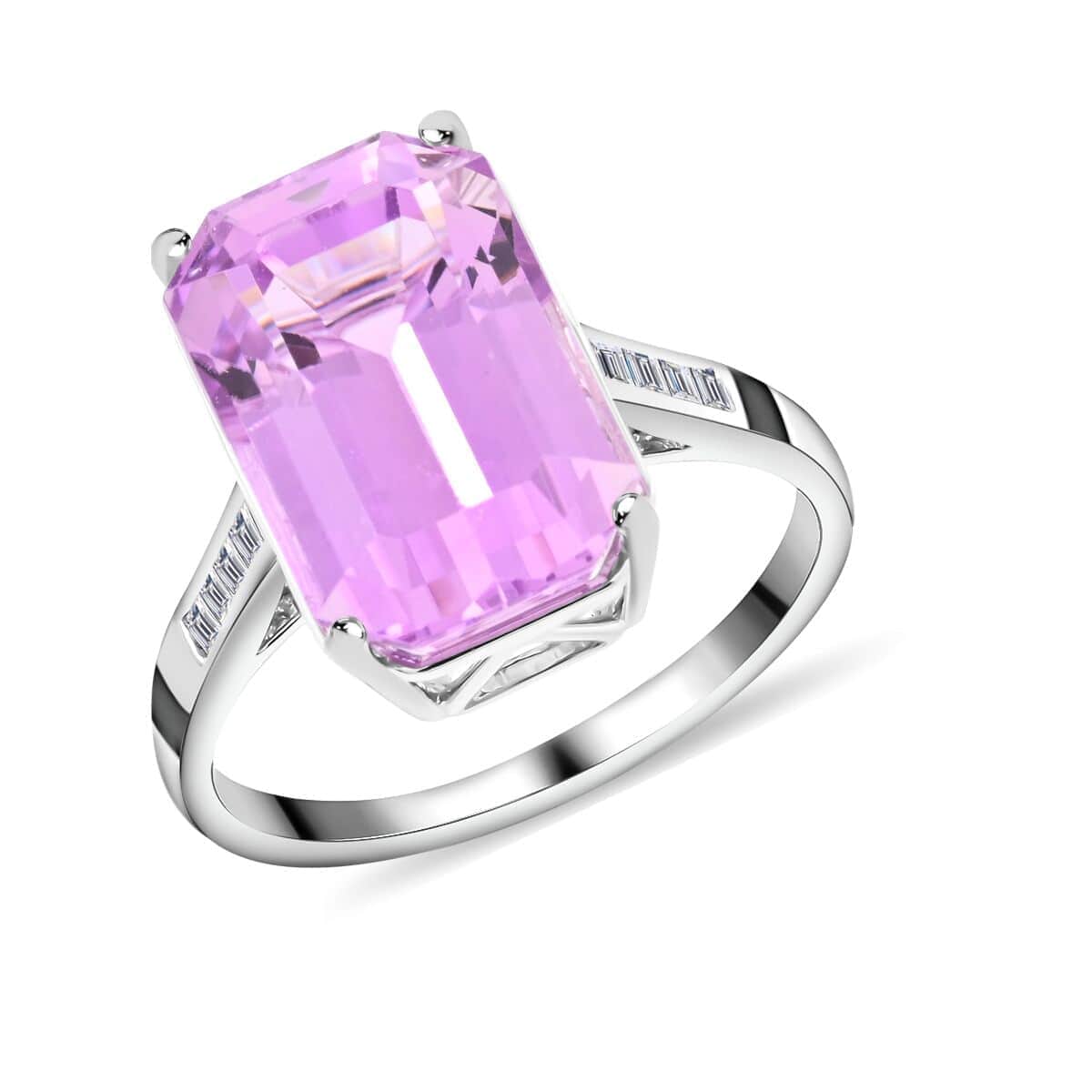 Certified and Appraised Rhapsody 950 Platinum AAAA Patroke Kunzite and E-F VS Diamond Ring (Size 6.0) 5.45 Grams 9.25 ctw image number 0