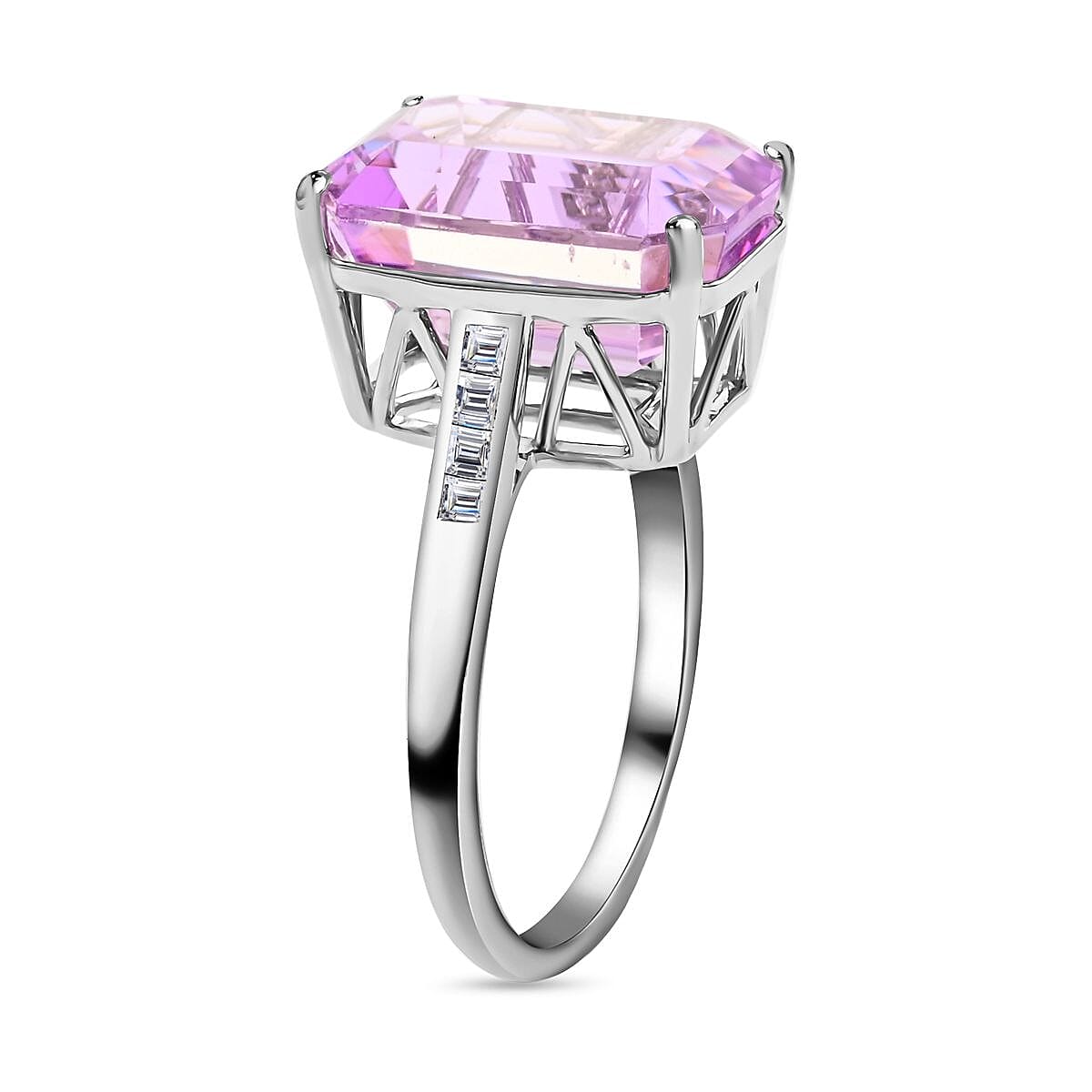 Certified and Appraised Rhapsody 950 Platinum AAAA Patroke Kunzite and E-F VS Diamond Ring (Size 8.0) 5.45 Grams 9.25 ctw image number 3