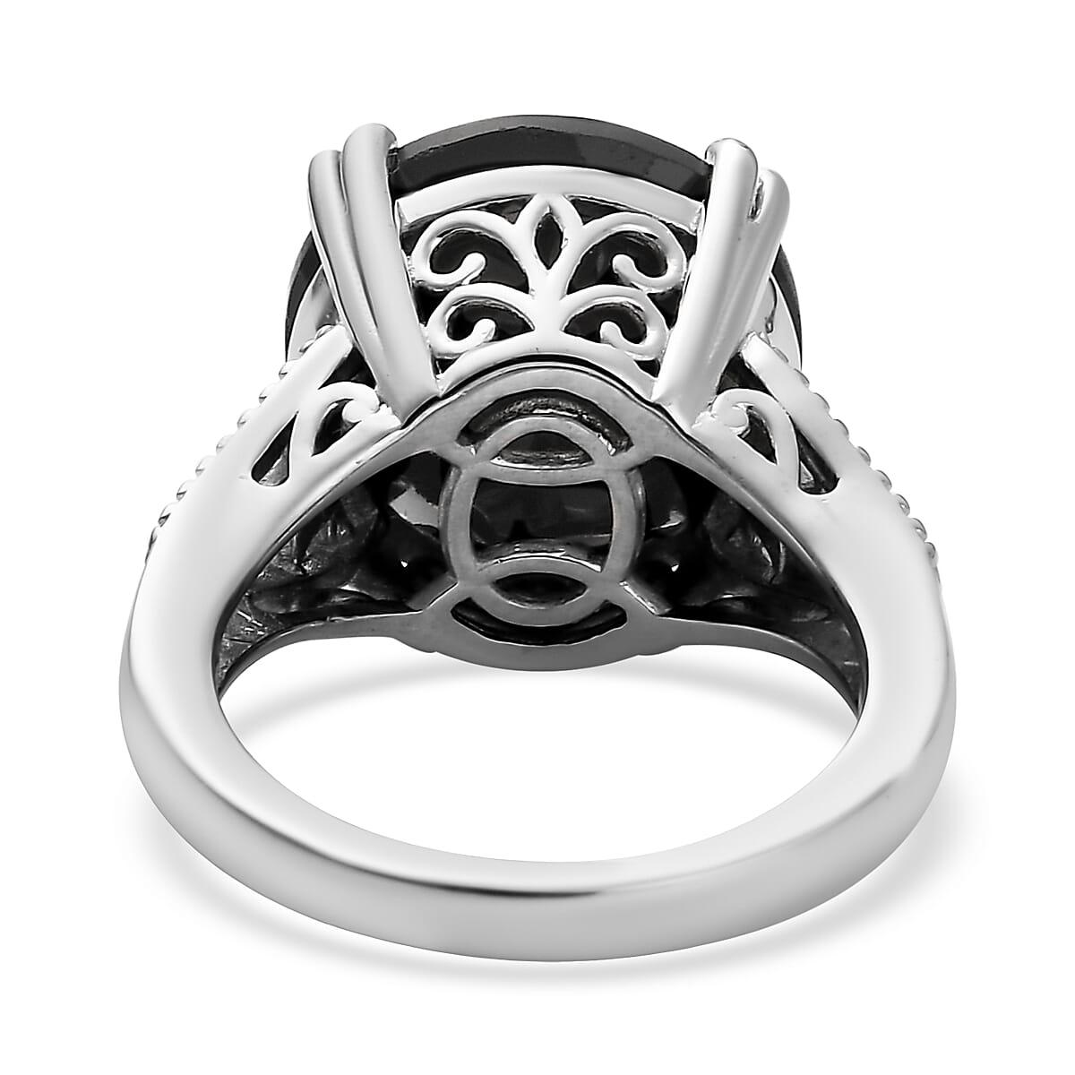 Karis Thai Black Spinel Solitaire Ring in 18K YG Plated and Platinum Bond (Size 5.0) 12.25 ctw image number 4