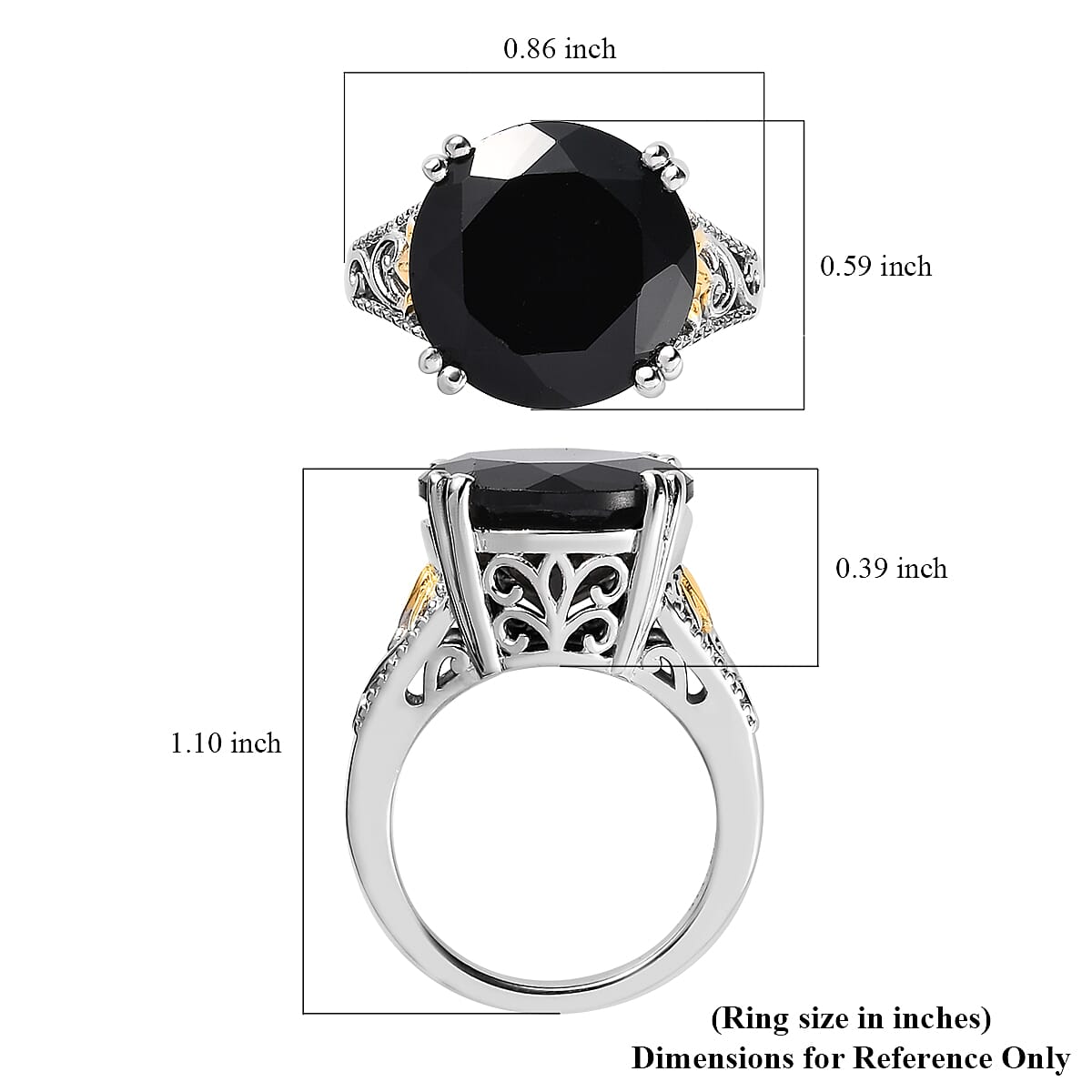 Karis Thai Black Spinel Solitaire Ring in 18K YG Plated and Platinum Bond (Size 5.0) 12.25 ctw image number 5