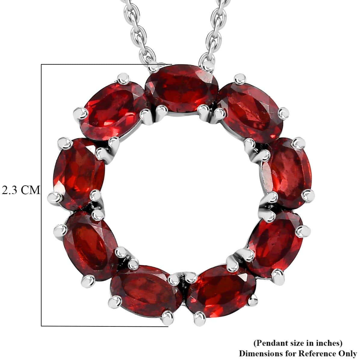 Mozambique Garnet Circle Necklace 18 Inches in Stainless Steel 4.25 ctw image number 6