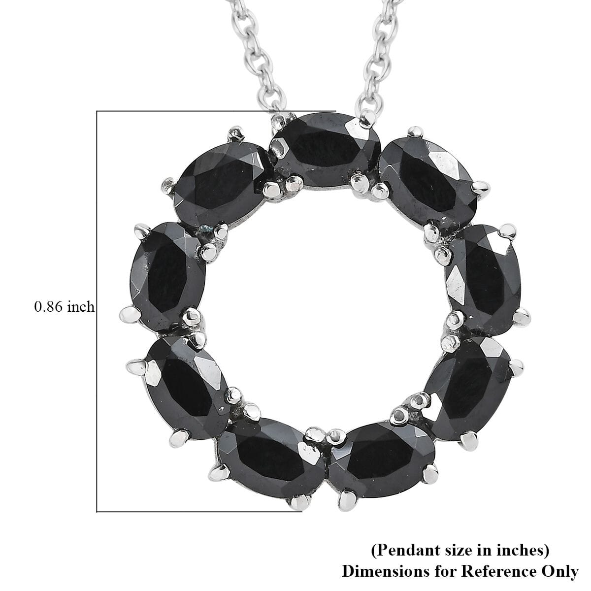 Thai Black Spinel Circle Necklace 18 Inches in Stainless Steel 4.40 ctw image number 6
