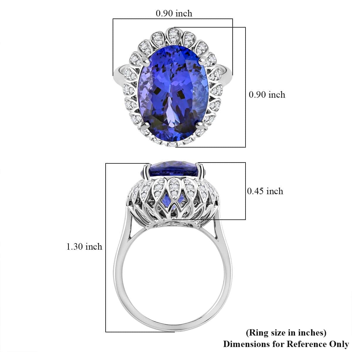 Certified and Appraised Rhapsody 950 Platinum AAAA Tanzanite and E-F VS Diamond Halo Ring 9.80 Grams 10.00 ctw image number 4