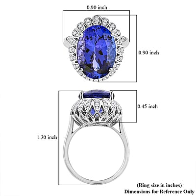 Certified and Appraised Rhapsody 950 Platinum AAAA Tanzanite and E-F VS Diamond Halo Ring (Size 10.0) 9.80 Grams 10.00 ctw
