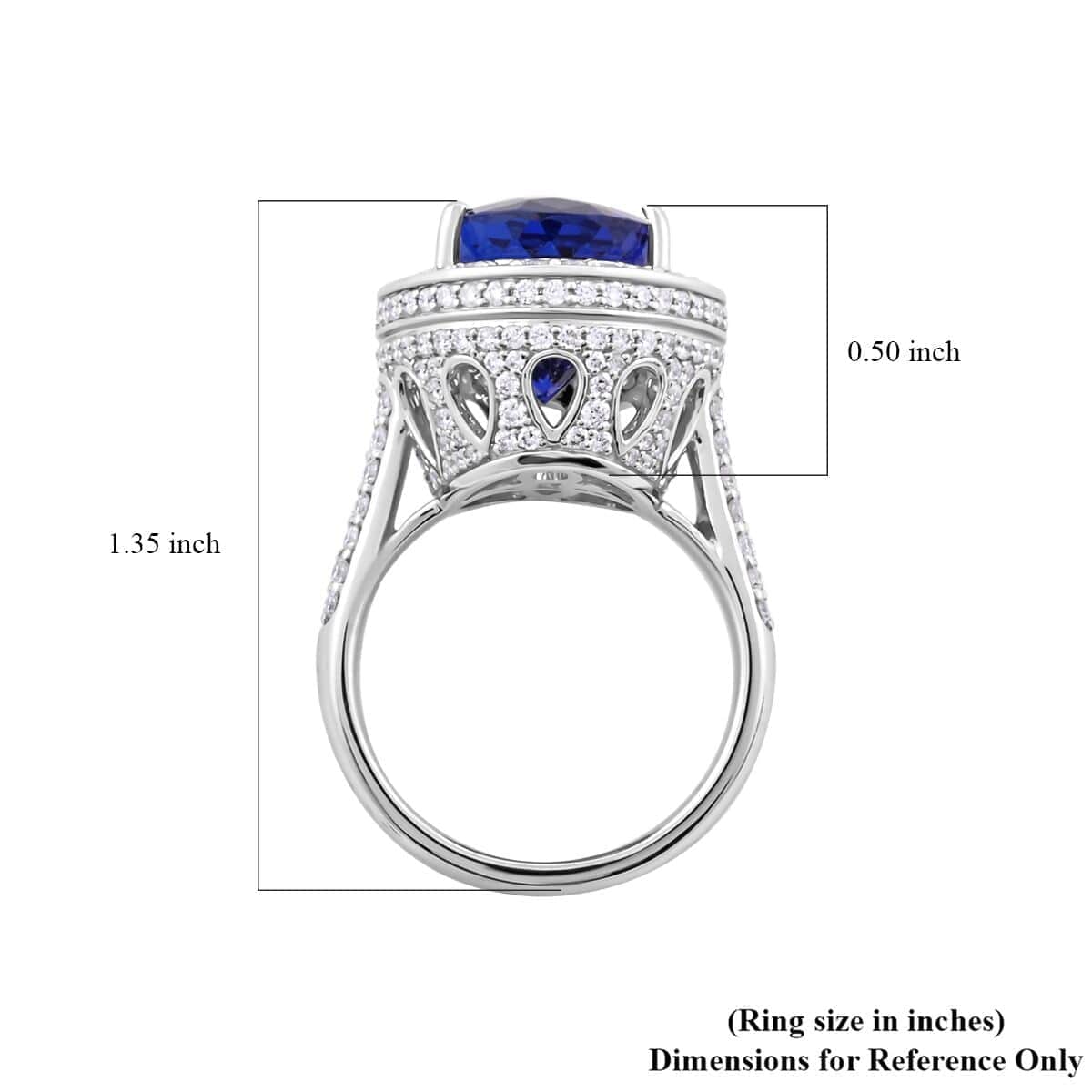 Certified and Appraised Rhapsody 950 Platinum AAAA Tanzanite and E-F VS Diamond Halo Ring (Size 10.0) 12.45 Grams 11.30 ctw image number 5