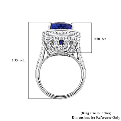 Certified and Appraised Rhapsody 950 Platinum AAAA Tanzanite and E-F VS Diamond Halo Ring (Size 10.0) 12.45 Grams 11.30 ctw