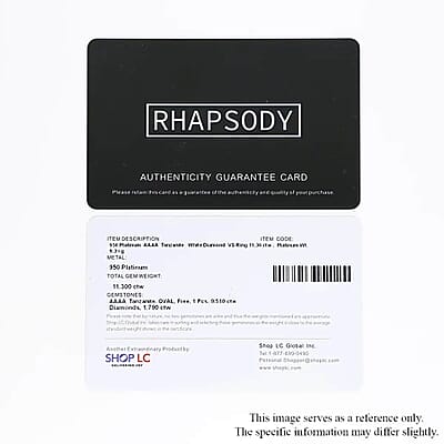 Certified and Appraised Rhapsody 950 Platinum AAAA Tanzanite and E-F VS Diamond Halo Ring (Size 10.0) 12.45 Grams 11.30 ctw