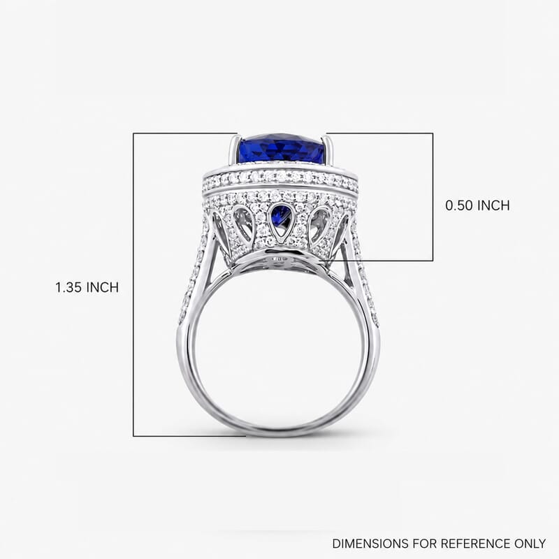 Certified and Appraised Rhapsody 950 Platinum AAAA Tanzanite and E-F VS Diamond Halo Ring (Size 10.0) 12.45 Grams 11.30 ctw