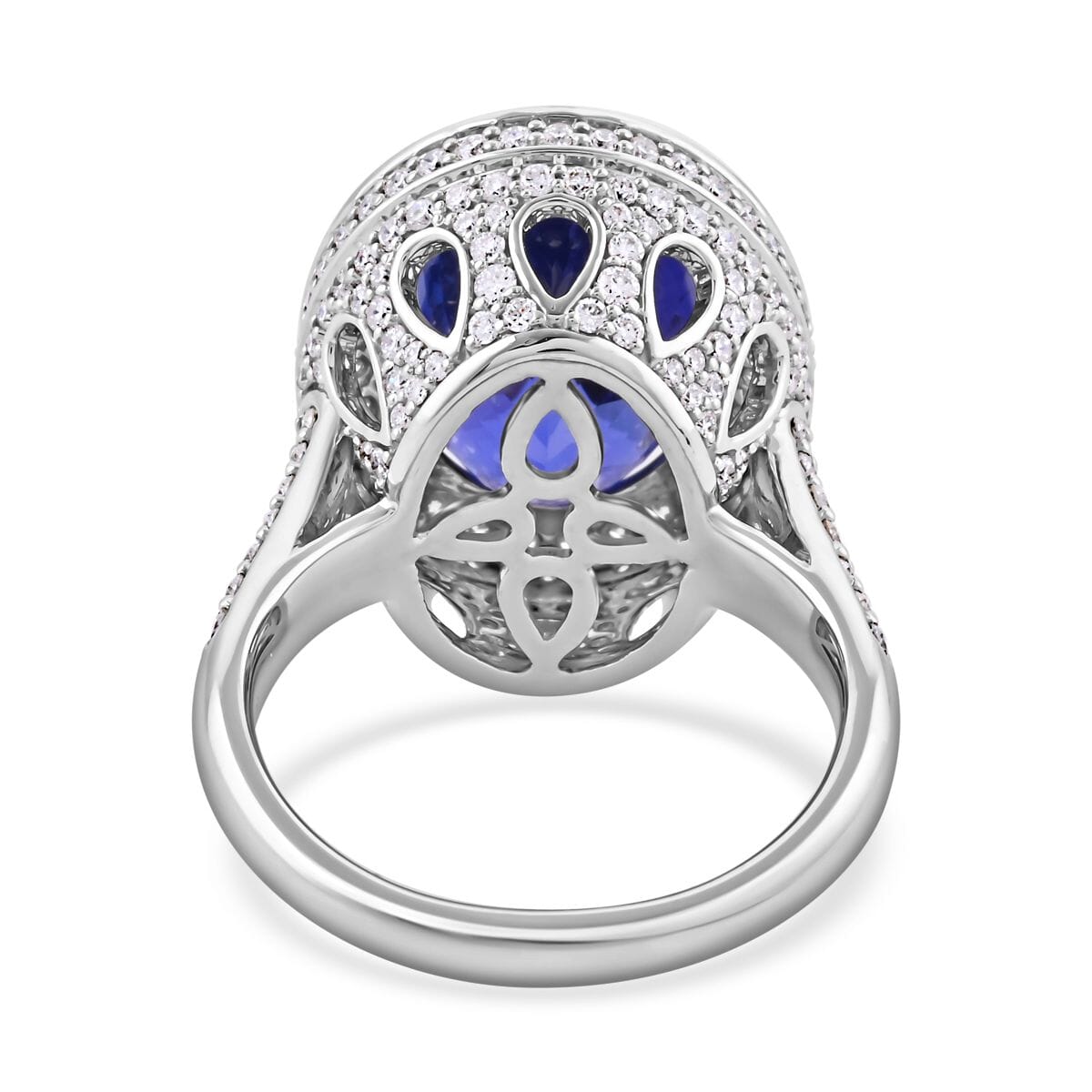 Certified and Appraised Rhapsody 950 Platinum AAAA Tanzanite and E-F VS Diamond Halo Ring (Size 7.0) 12.45 Grams 11.30 ctw image number 4