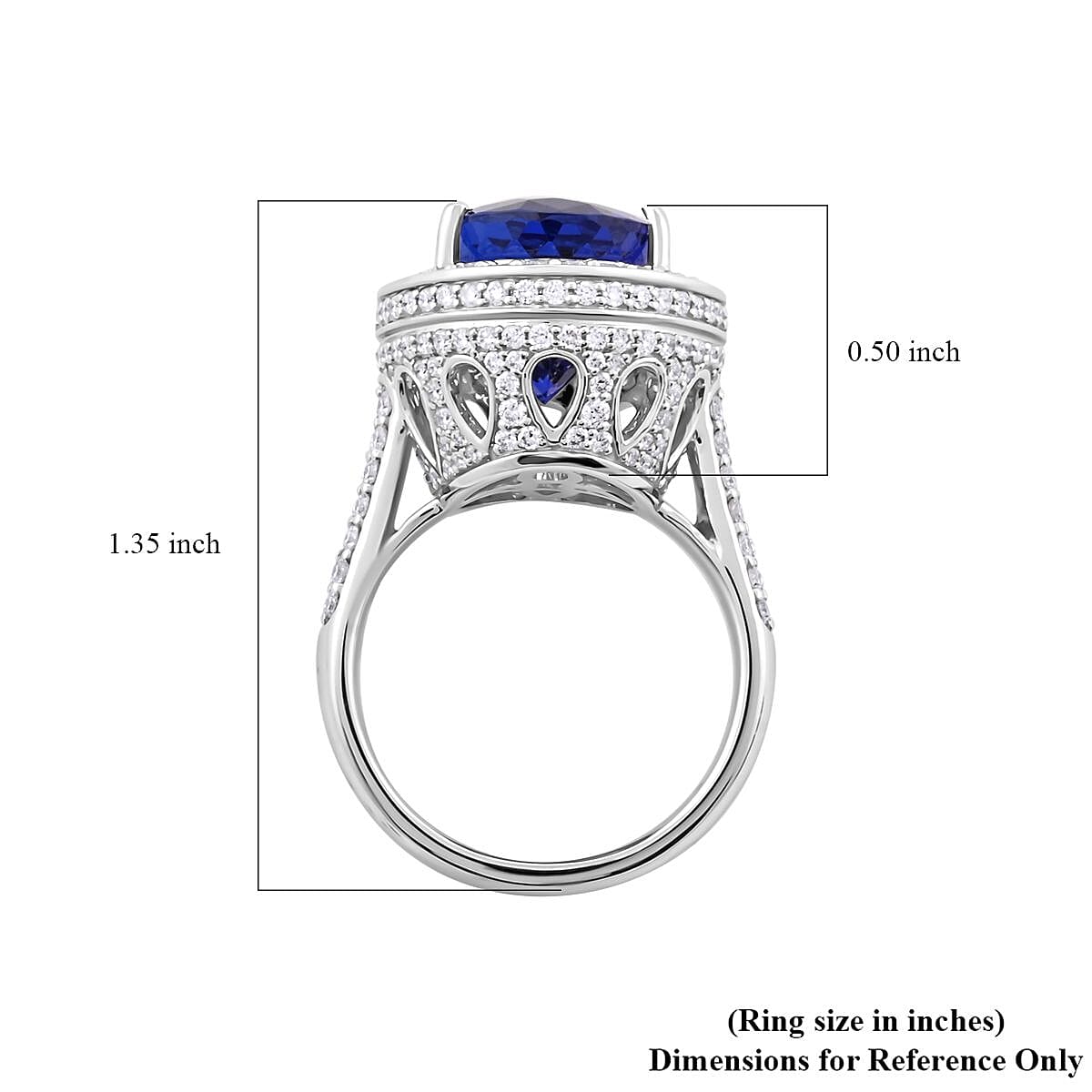 Certified and Appraised Rhapsody 950 Platinum AAAA Tanzanite and E-F VS Diamond Halo Ring (Size 8.0) 12.45 Grams 11.30 ctw image number 5