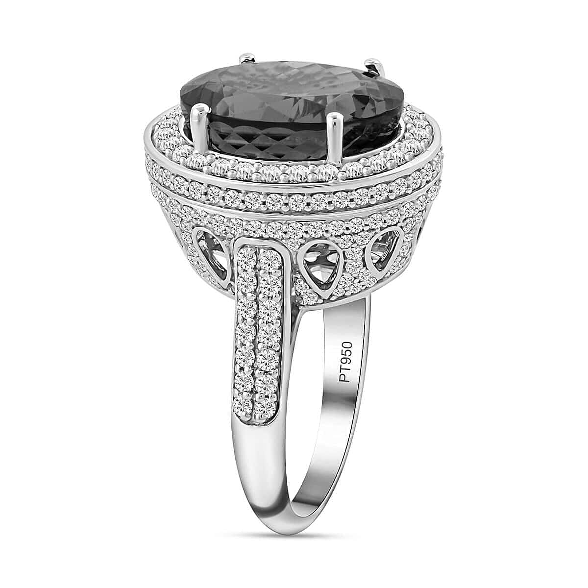 Certified and Appraised Rhapsody 950 Platinum AAAA Tanzanite, Diamond (E-F, VS) (1.79 cts) Halo Ring (Size 9.5) (12.45 g) 10.39 ctw image number 3