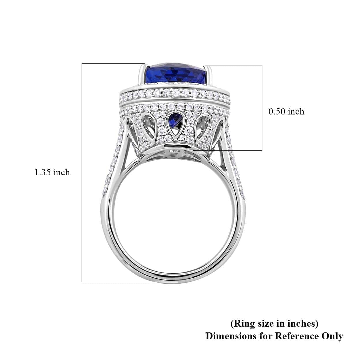 Certified and Appraised Rhapsody 950 Platinum AAAA Tanzanite, Diamond (E-F, VS) (1.79 cts) Halo Ring (Size 9.5) (12.45 g) 10.39 ctw image number 5