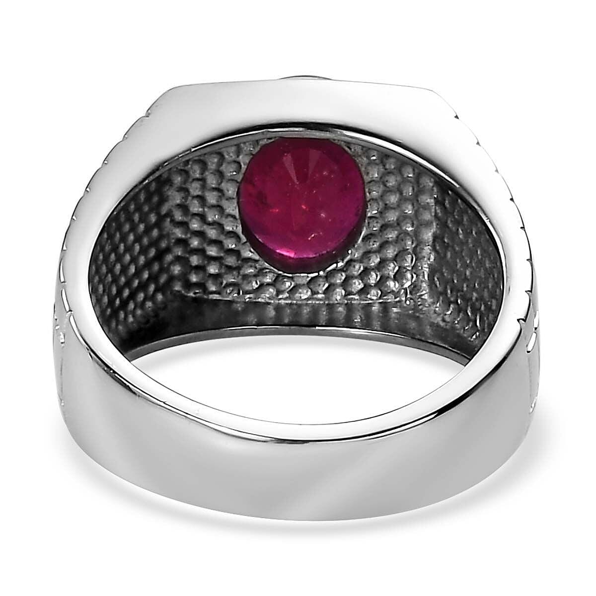 Niassa Ruby (FF) Men's Ring in Stainless Steel (Size 10.0) 3.70 ctw image number 4