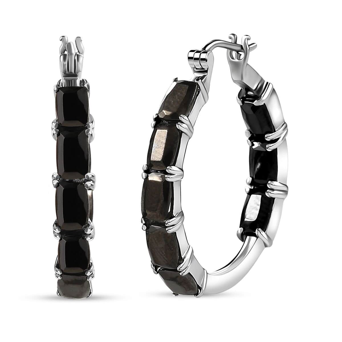 Bargain Deal Elite Shungite Inside Out Hoop Earrings in Stainless Steel 5.40 ctw image number 0