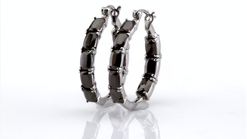 Elite Shungite 5.40 ctw Inside Out Hoop Earrings in Stainless Steel