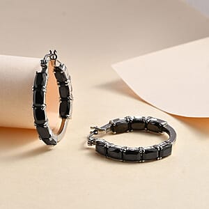 Elite Shungite 5.40 ctw Inside Out Hoop Earrings in Stainless Steel