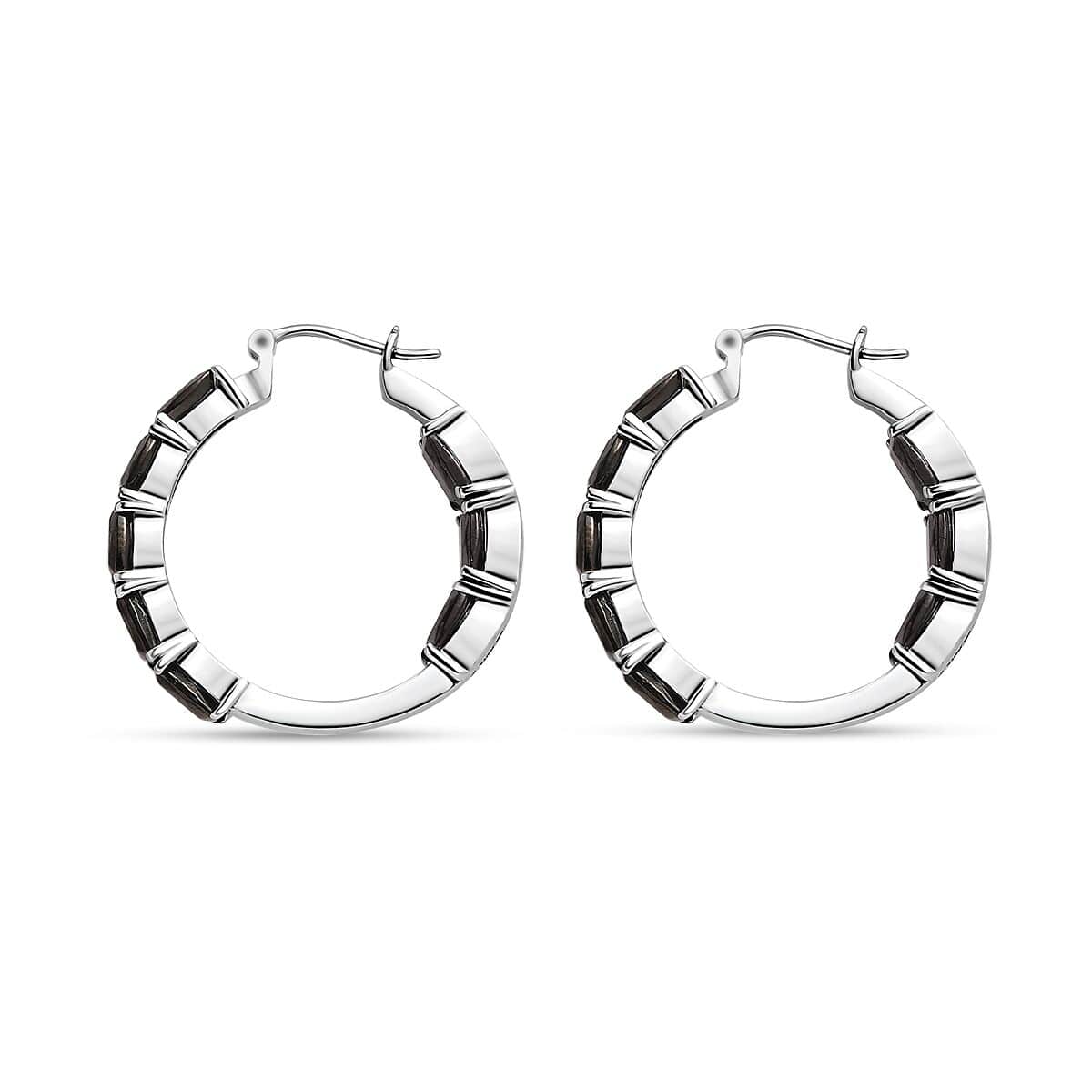Bargain Deal Elite Shungite Inside Out Hoop Earrings in Stainless Steel 5.40 ctw image number 3