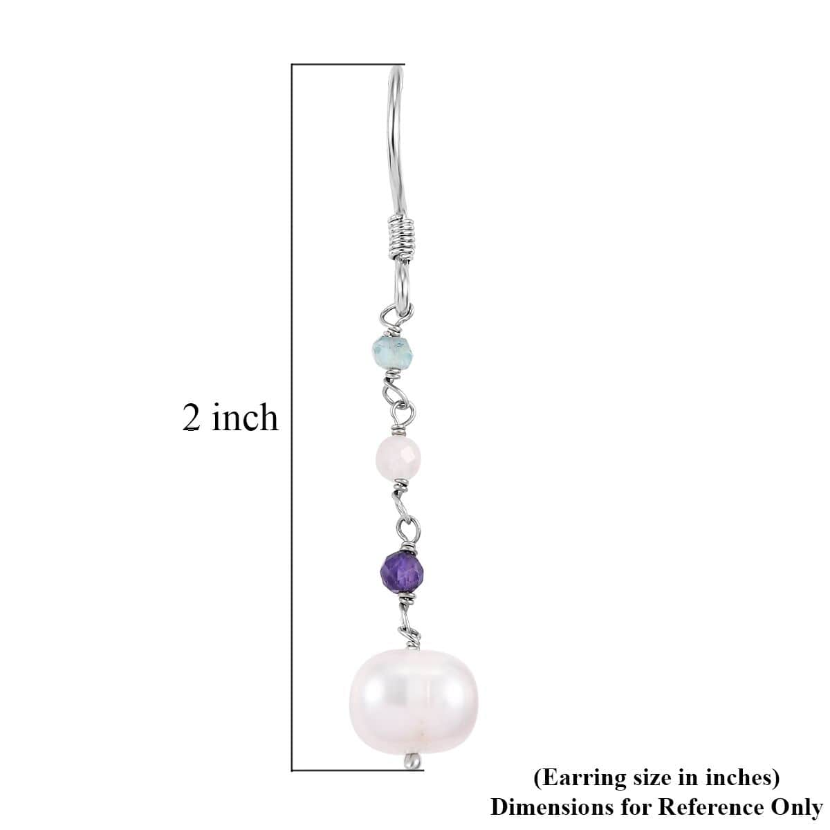Freshwater Pearl and Multi Gemstone Earrings in Sterling Silver 1.35 ctw image number 4