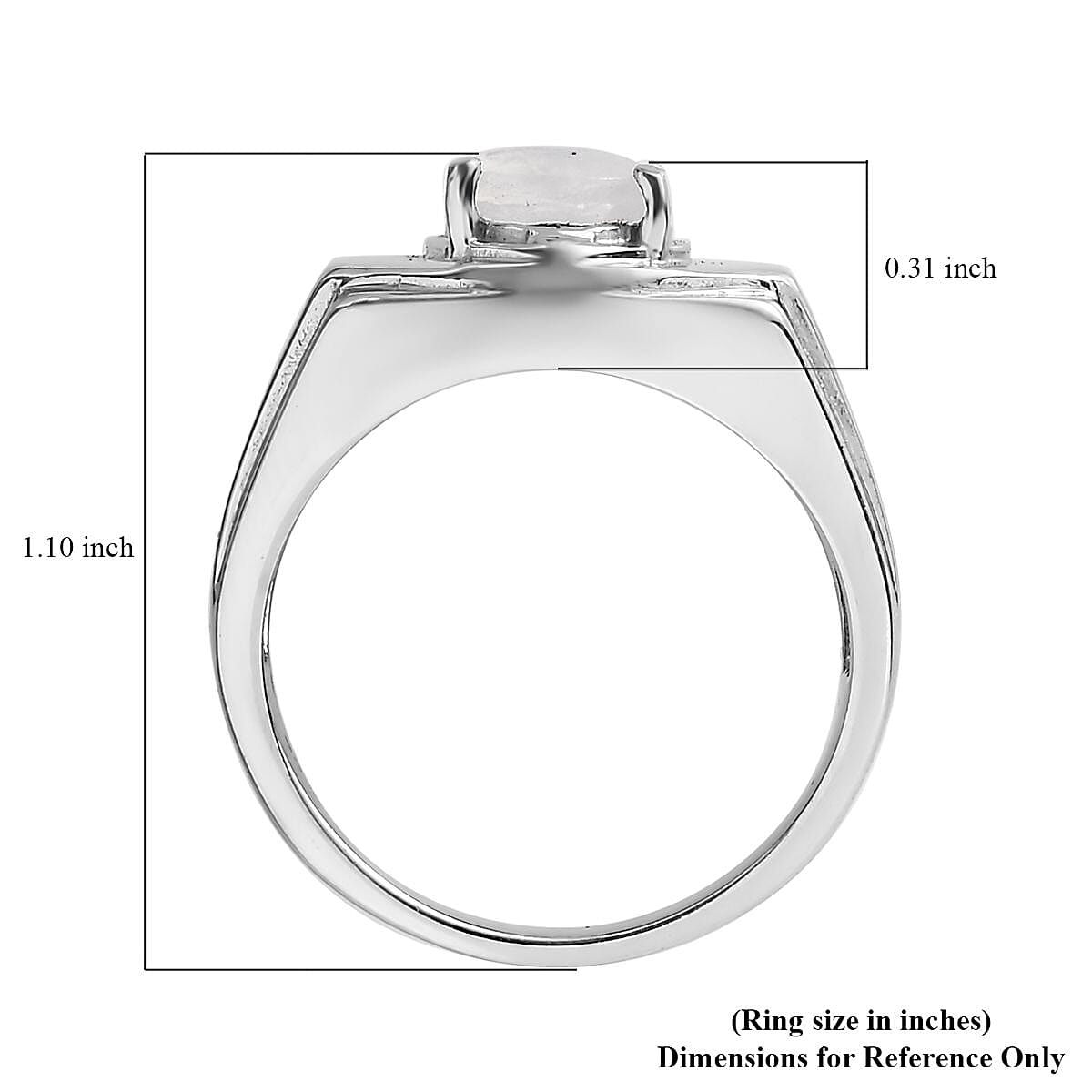 Premium Rainbow Moonstone Men's Ring in Stainless Steel (Size 10.0) 2.40 ctw