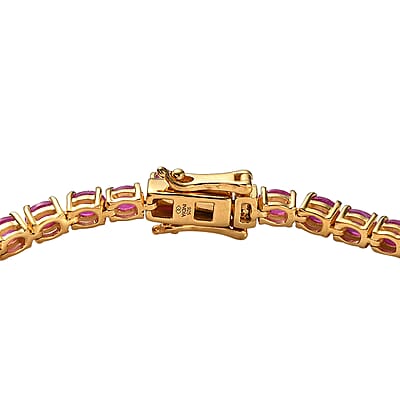 Premium Ruby 11.40 ctw Cluster Bracelet in 18K Vermeil Yellow Gold Over Sterling Silver (7.25 In)