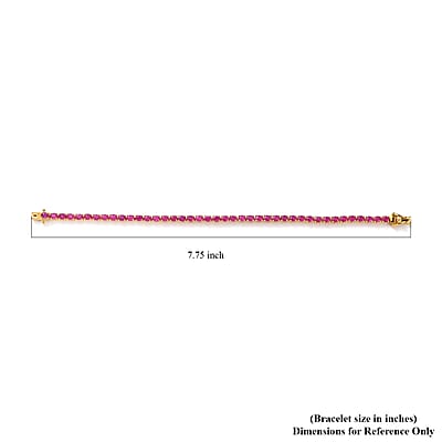 Premium Ruby 11.40 ctw Cluster Bracelet in 18K Vermeil Yellow Gold Over Sterling Silver (7.25 In)