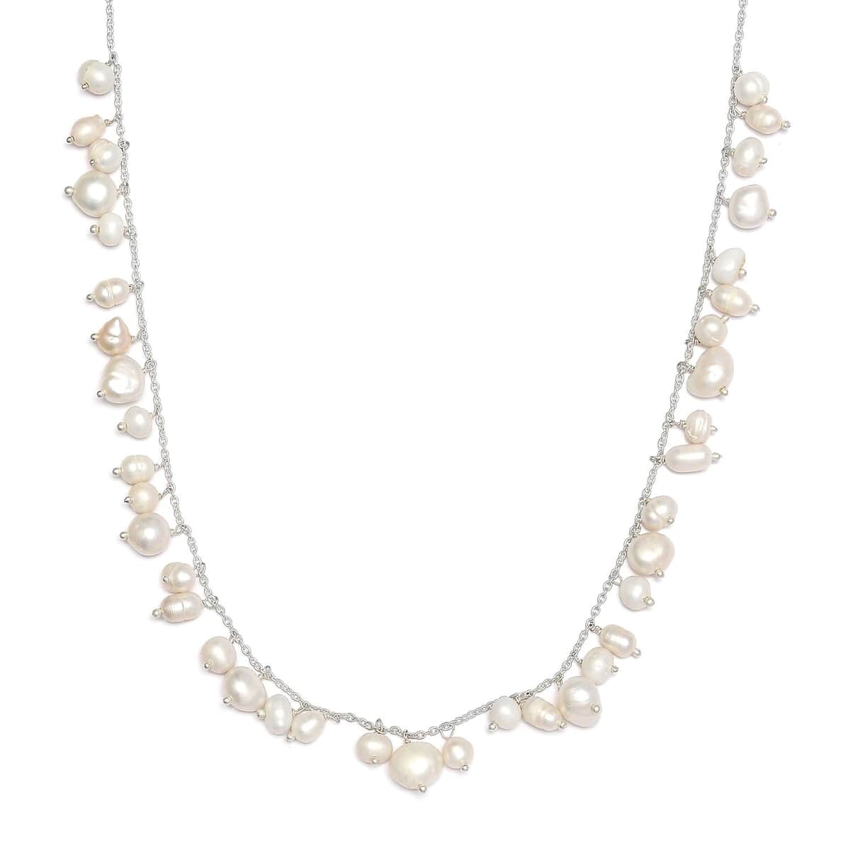 White Freshwater Pearl Necklace (20 Inches) in Sterling Silver image number 0