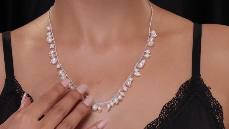 White Freshwater Pearl Necklace (20 Inches) in Sterling Silver