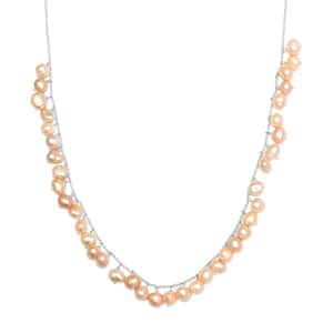 Golden Freshwater Pearl Necklace 20 Inches in Sterling Silver