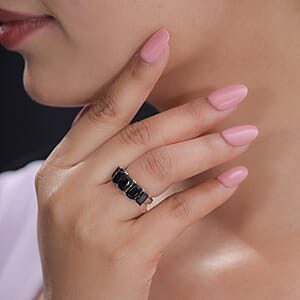 Silver Shungite 2.00 ctw 5 Stone Ring in Stainless Steel (Size 5.0)