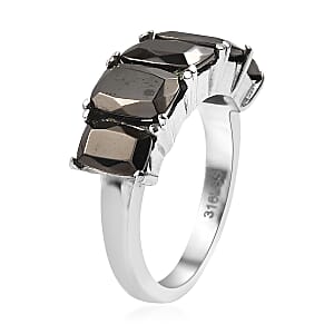 Silver Shungite 2.00 ctw 5 Stone Ring in Stainless Steel (Size 5.0)