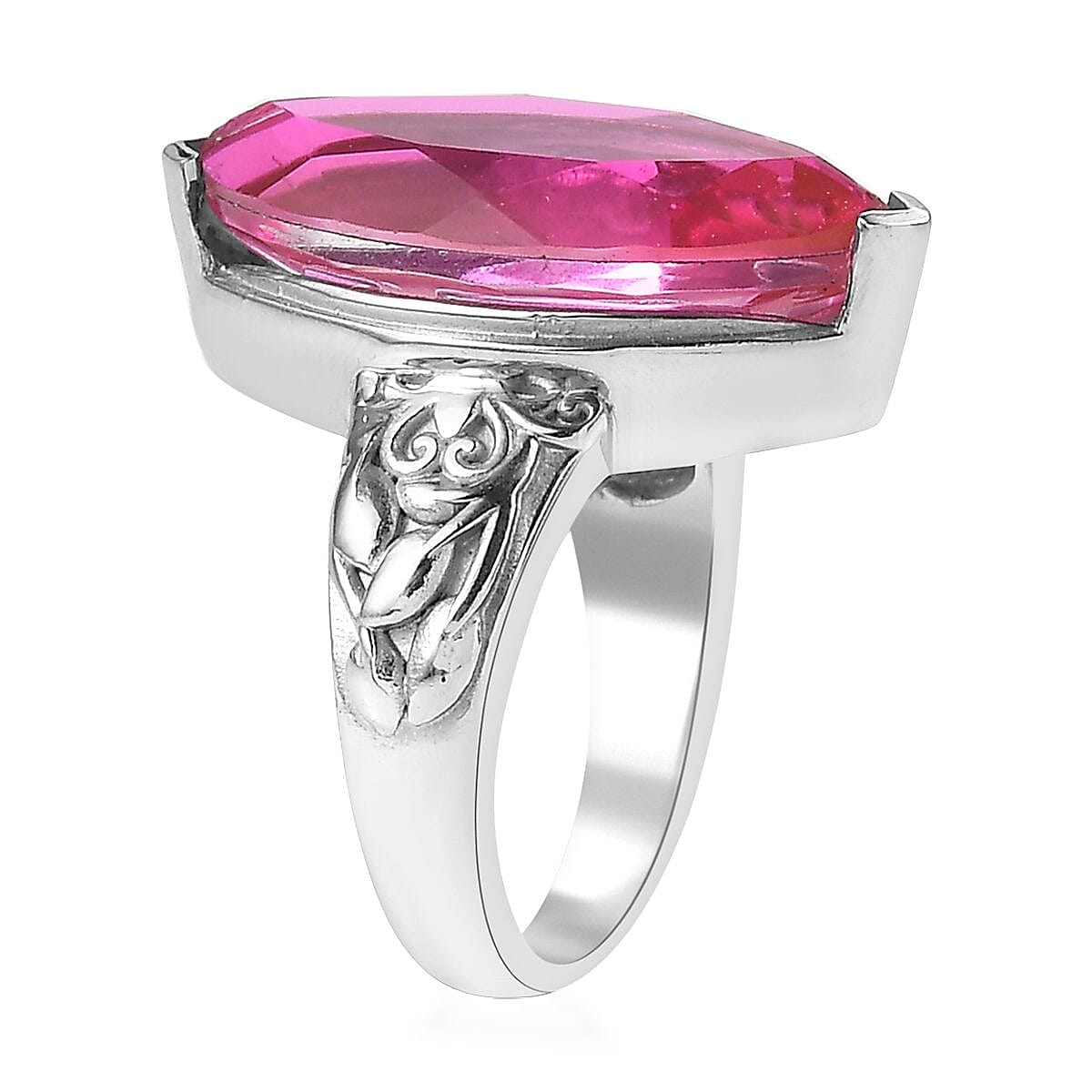 Radiant Orchid Quartz (Triplet) Solitaire Ring in Stainless Steel (Size 10.0) 10.50 ctw
