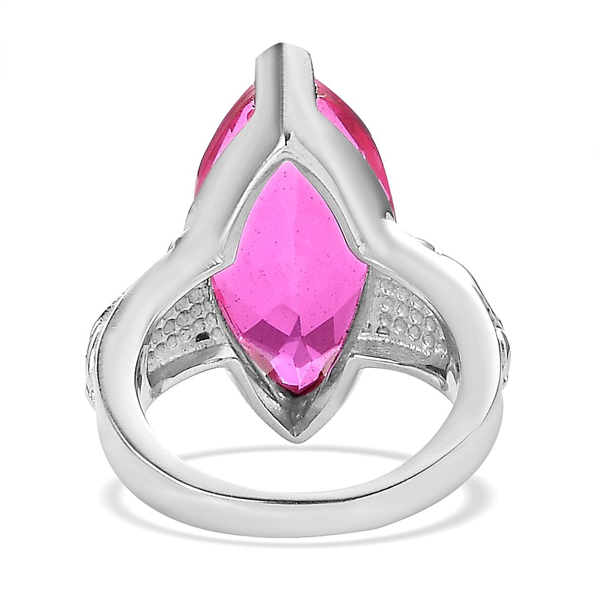 Radiant Orchid Quartz (Triplet) Solitaire Ring in Stainless Steel (Size 10.0) 10.50 ctw