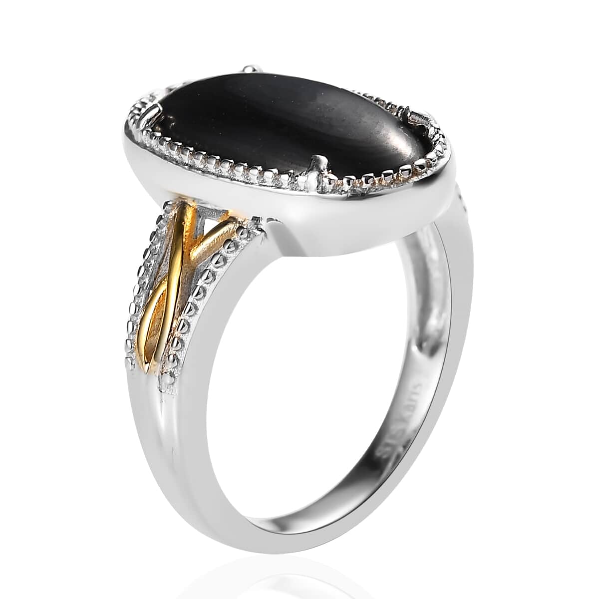 Karis Shungite Solitaire Ring in 18K YG Plated and Platinum Bond (Size 10.0) 3.35 ctw image number 3