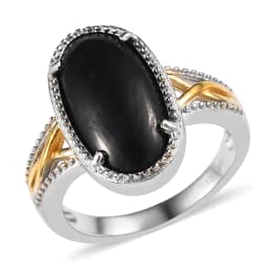 Karis Shungite Solitaire Ring in 18K YG Plated and Platinum Bond (Size 7.0) 3.35 ctw