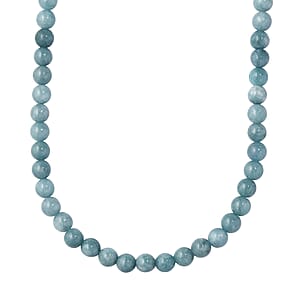 Milky Aquamarine Beaded Necklace 20 Inches in Platinum Over Sterling Silver 245.00 ctw