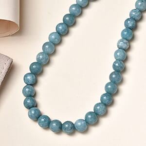 Milky Aquamarine Beaded Necklace 20 Inches in Platinum Over Sterling Silver 245.00 ctw