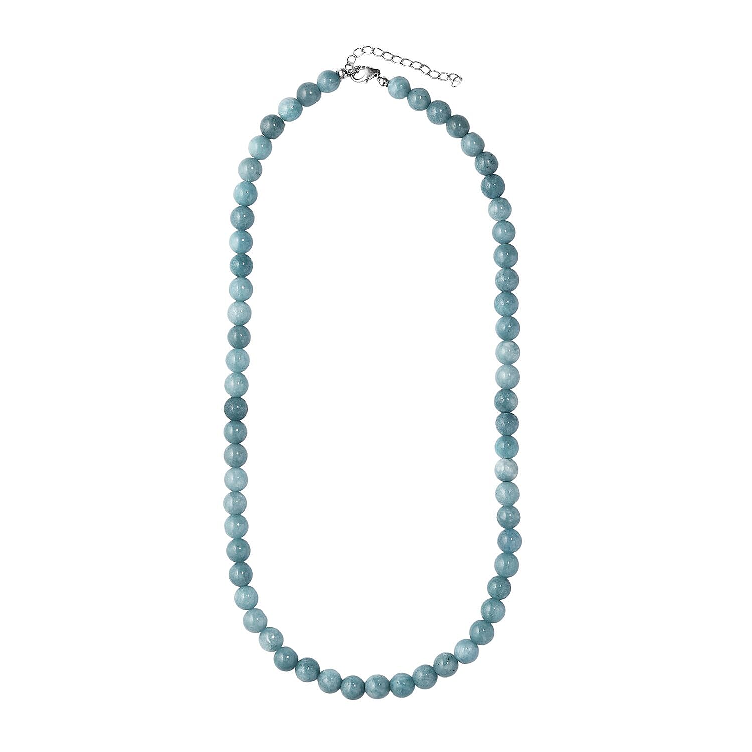 Milky Aquamarine Beaded Necklace 20 Inches in Platinum Over Sterling Silver 245.00 ctw
