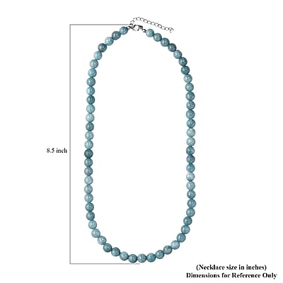 Milky Aquamarine Beaded Necklace 20 Inches in Platinum Over Sterling Silver 245.00 ctw
