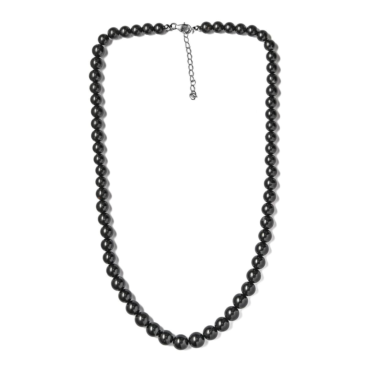 Black Tourmaline Beaded Necklace 20-22 Inches in Sterling Silver 265.00 ctw image number 0