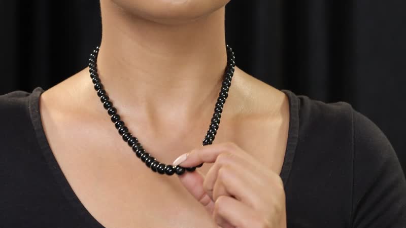 Black Tourmaline Beaded Necklace 20-22 Inches in Sterling Silver 265.00 ctw