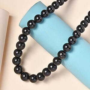 Black Tourmaline Beaded Necklace 20-22 Inches in Sterling Silver 265.00 ctw
