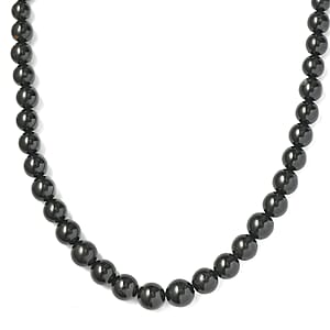 Black Tourmaline Beaded Necklace 20-22 Inches in Sterling Silver 265.00 ctw