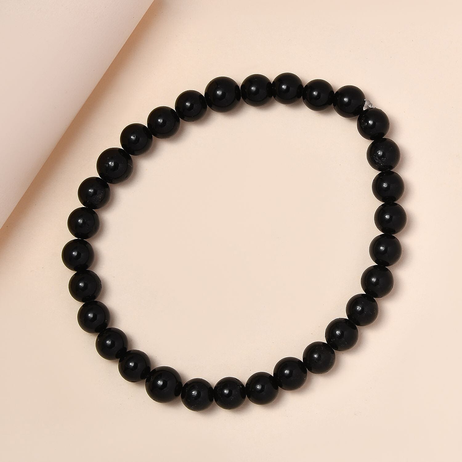 Black Tourmaline Beaded Stretch Bracelet 94.00 ctw
