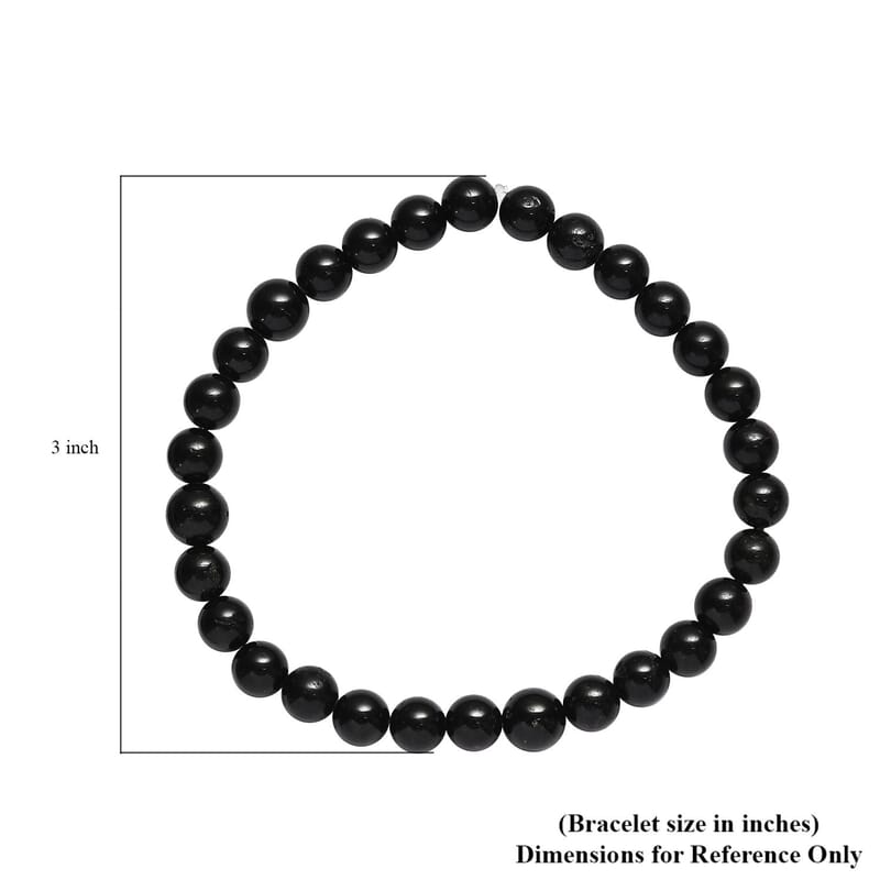 Black Tourmaline Beaded Stretch Bracelet 94.00 ctw