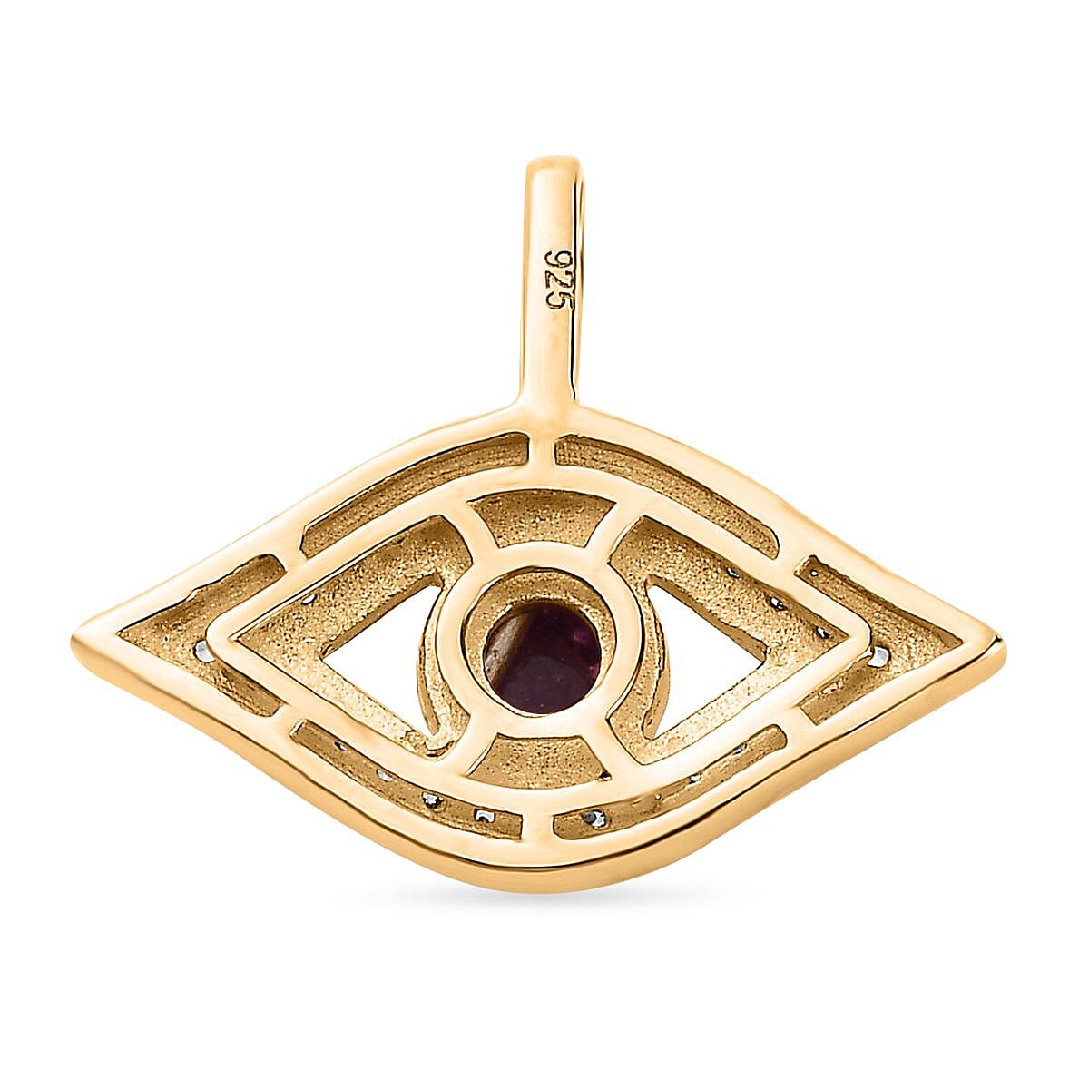 Niassa Ruby (FF) and White Zircon 0.68 ctw Pendant in Vermeil YG Over Sterling Silver