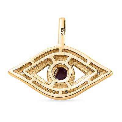 Niassa Ruby (FF) and White Zircon 0.68 ctw Pendant in Vermeil YG Over Sterling Silver